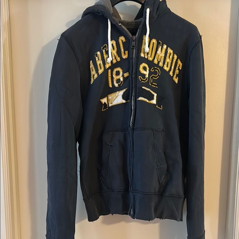 Abercrombie Navy Hoodie with Gold Accents